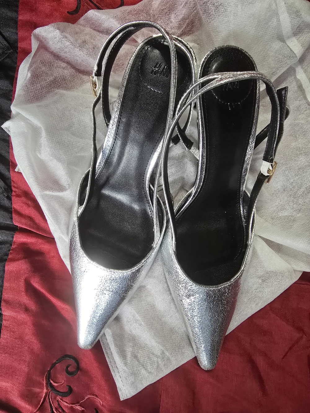 Silver Pointed Slingback Heels - H&M
